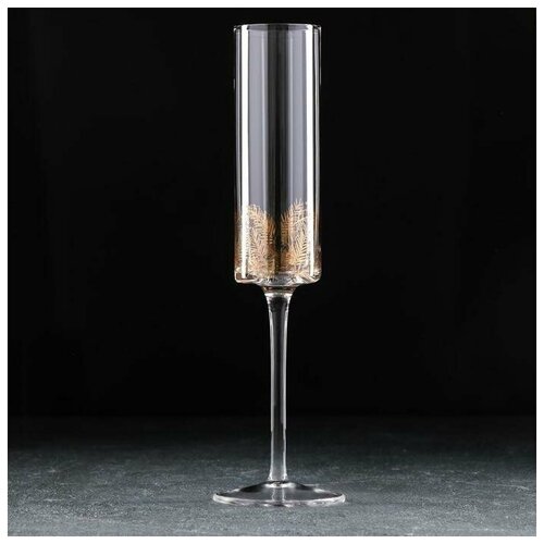 Бокал стеклянный для шампанского Magistro "Золотой лист", 170 мл, 5х24 см