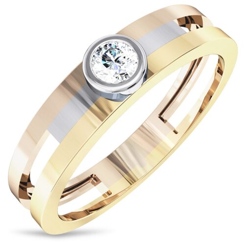 фото Эстет кольцо с бриллиантом из комбинированного золота 01к667439, размер 18