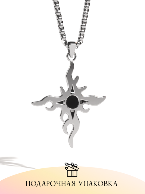 Колье Caroline Jewelry, эмаль, длина 69 см, черный, серебряный