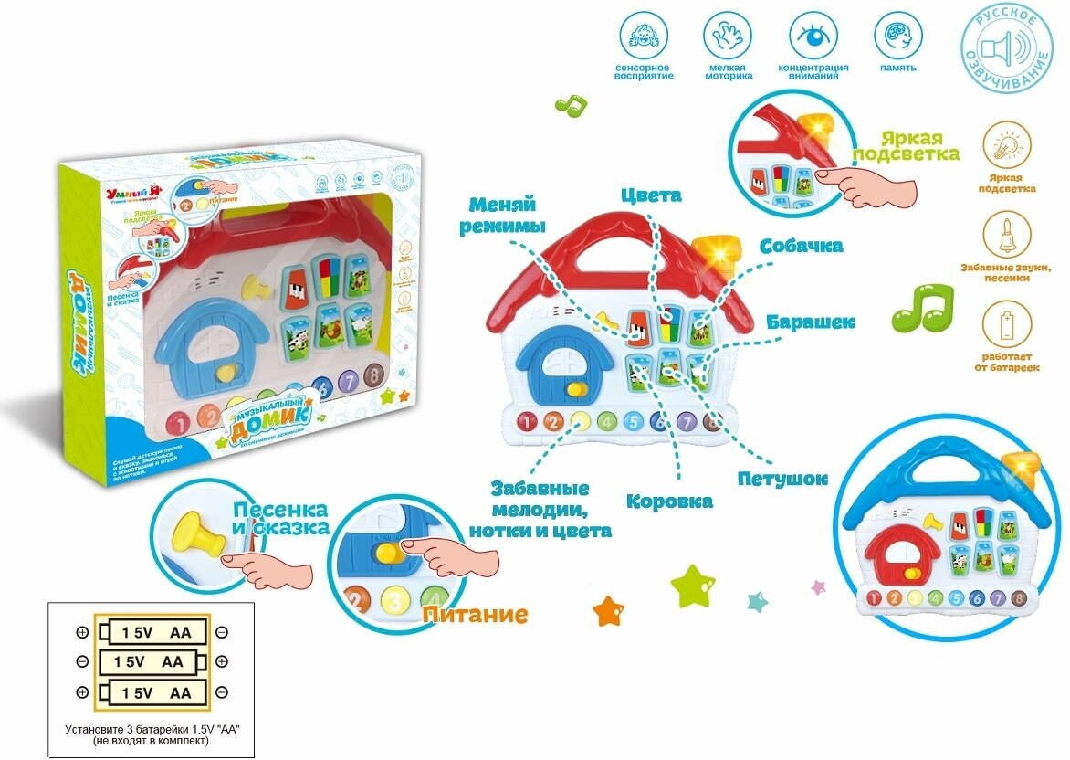 Zhorya Пианино Домик на батарейках (свет, звук) ZYE-E0385 с 3 лет