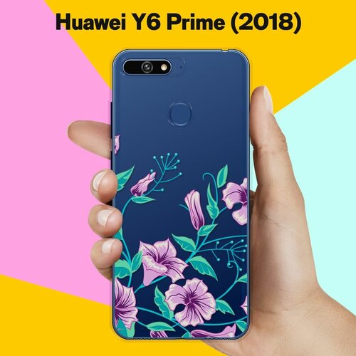 Силиконовый чехол Фиолетовые цветы на Huawei Y6 Prime (2018)