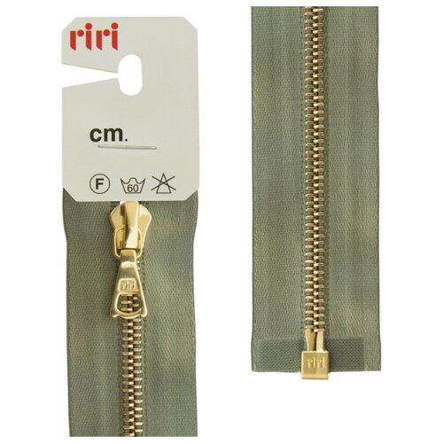 фото Молния металл, gold, разъёмная 1 замок, на атласной тесьме, 4 мм, 65 см, цвет 5884, серо-зеленый riri