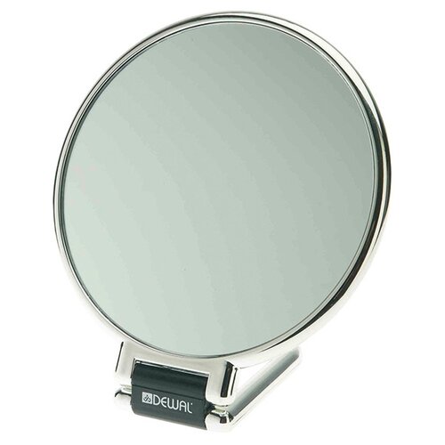 Зеркало настольное DEWAL, пластик, серебристое 14х23см MR-330