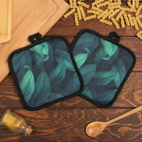 Кухонный набор 2 предмета Этель Листья прихватка 17х17 см 100 пэ 505₽