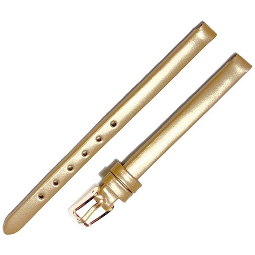 фото Ремешок 0603-02 (жел) лак золотистый желтый кожаный ремень 6 мм для золотых часов ника лаковый из натуральной кожи глянцевый ardi