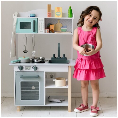 Детская деревянная игровая кухня Грейси Стайл с 27 аксессуарами PK220-01 открытая кухня