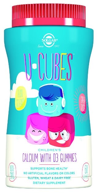 Solgar(Солгар) U-cubes Calcium with D3 Gummies пастилки мармелаlные 2500 мг 60 шт. Solgar, Inc. - фото №1