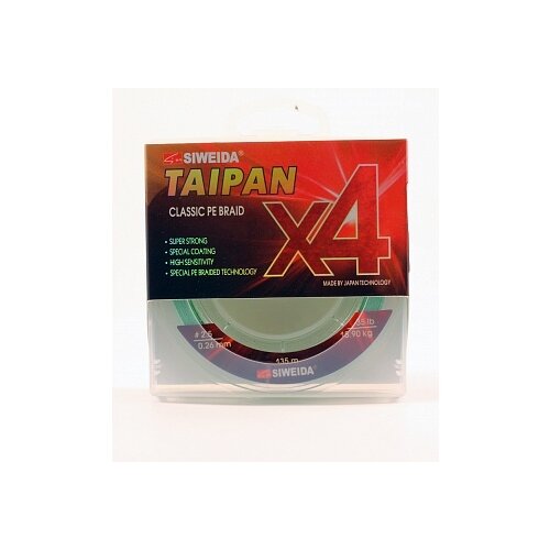 фото Леска плетеная swd "taipan classic pe braid x4", 0,26 мм, 135 м (15,90 кг, light-green) siweida