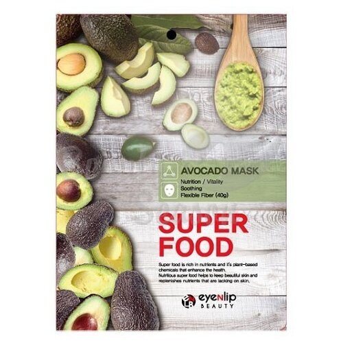 Eyenlip Тканевая маска с экстрактом авокадо Super Food Mask Avocado, 23 мл eyenlip тканевая маска super food с экстрактом брокколи 23 мл