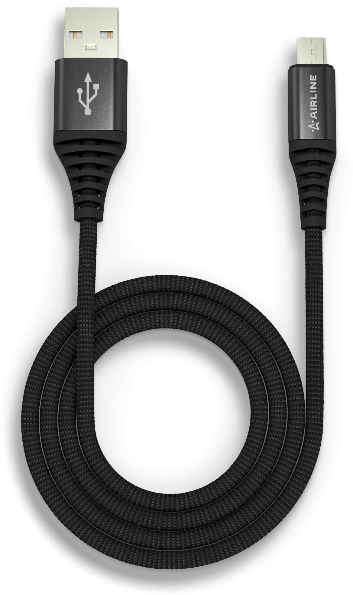 Кабель USB - micro USB 2м, черный нейлоновый AIRLINE - фото №8