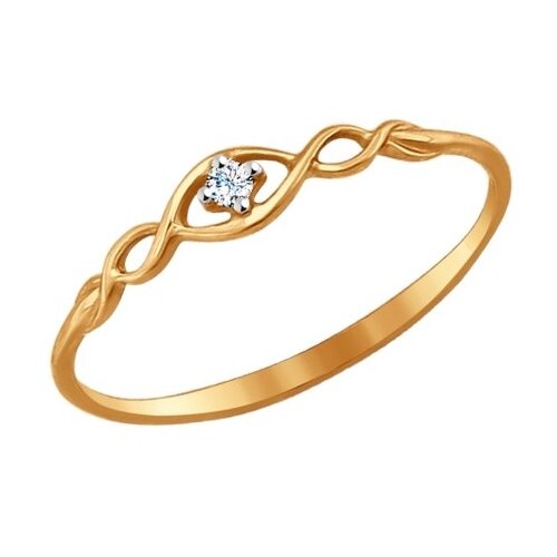 Помолвочное кольцо SOKOLOV из золота с фианитом 017141, размер 16