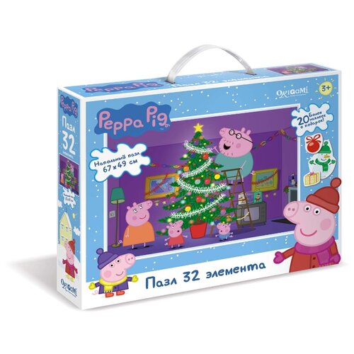 Пазл Peppa Pig Зима. Наряжаем ёлочку, 32 элемента (+ наклейки) свинка пеппа зима пазл 32 напольный в асс наклейки 04319