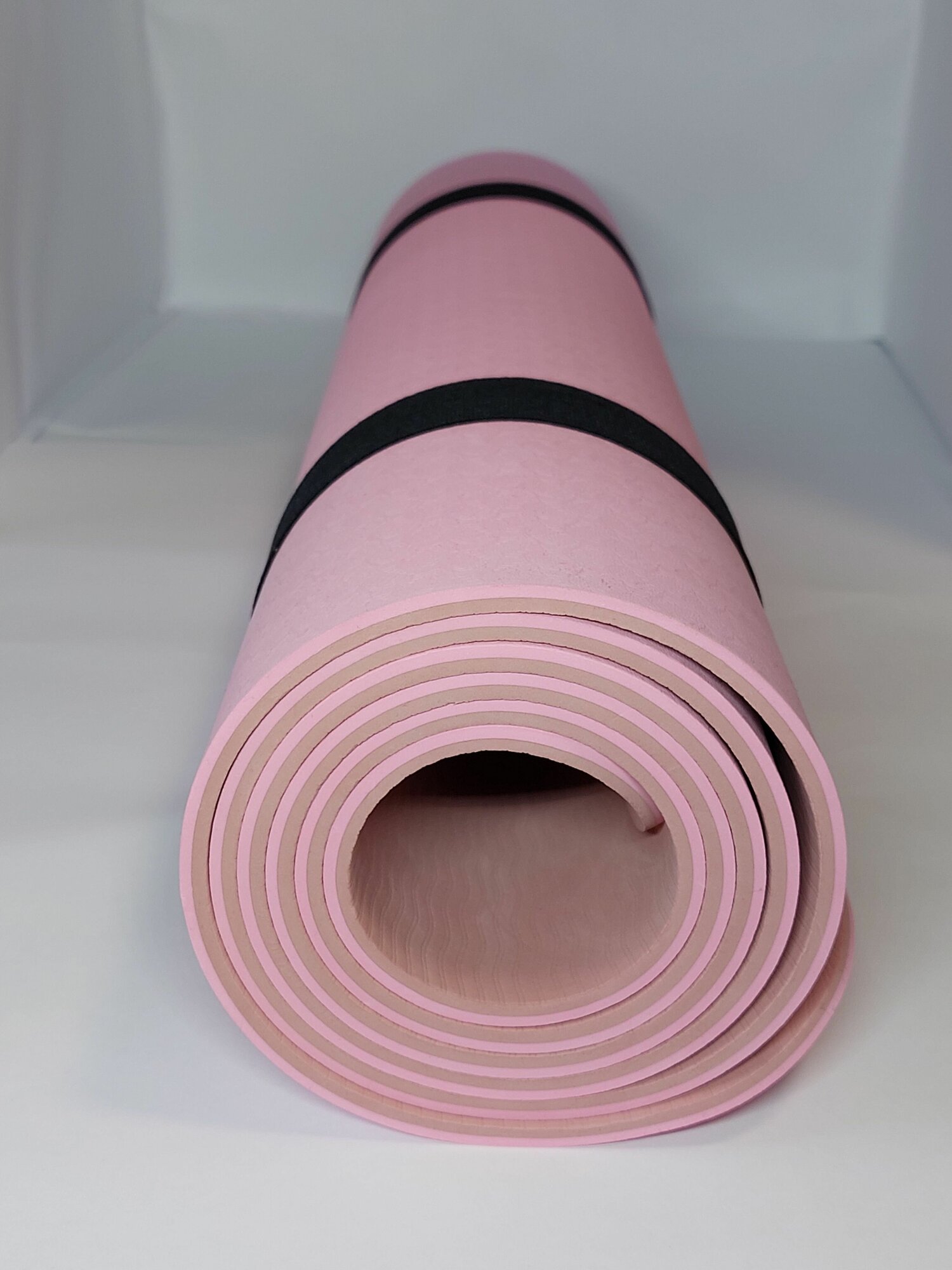 Коврик для йоги и фитнеса 6 мм розовый/беж