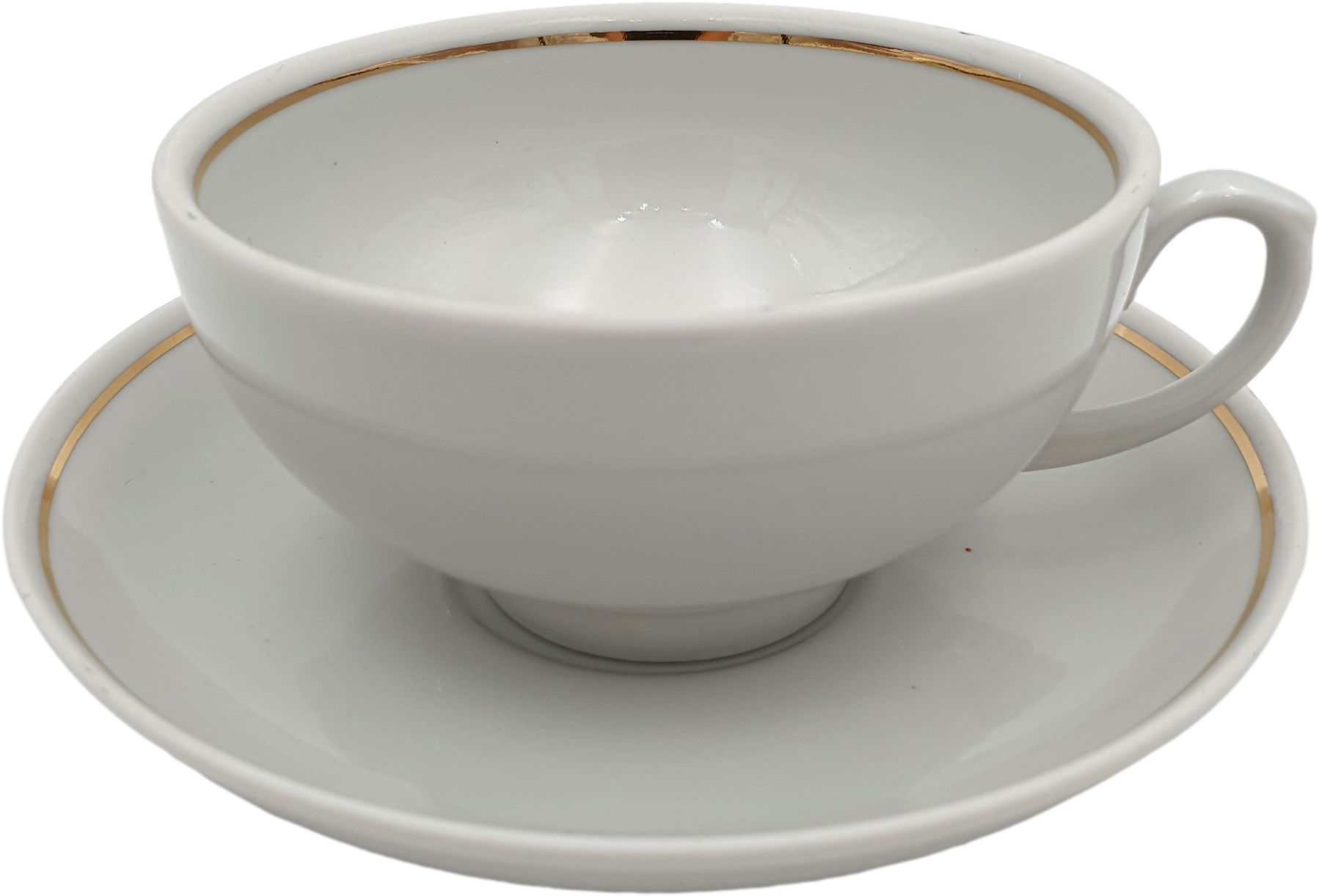 Чашка 220мл с блюдцем белая отвод золото чайная пара Дулевский фарфор