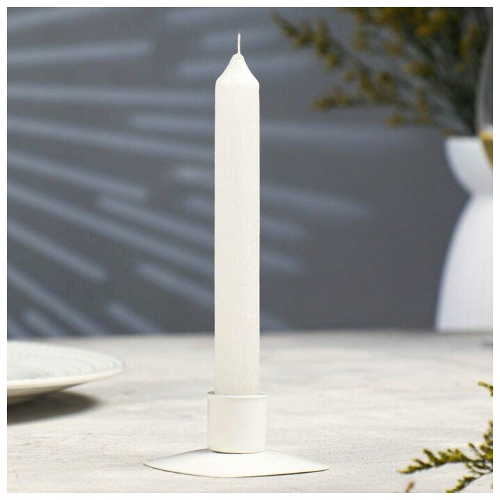Свеча античная "Винтаж", 17х1,8 см, лакированная белый перламутр