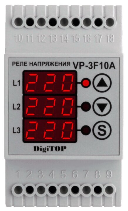 Реле напряжения трехфазное DigiTOP VP-3F10A - фотография № 3