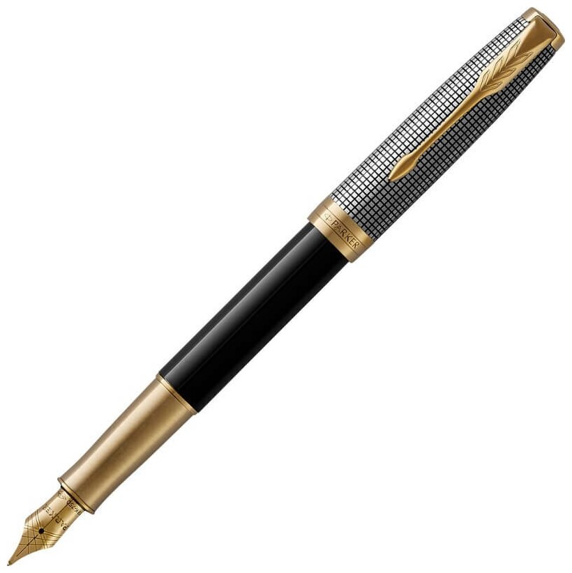 Перьевая ручка Parker Sonnet Chiselled Silver & Black GT 1931537