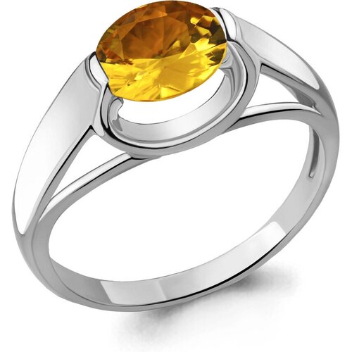 фото Серебряное кольцо aquamarine а6914806 с цитрином, размер 17 diamant-online