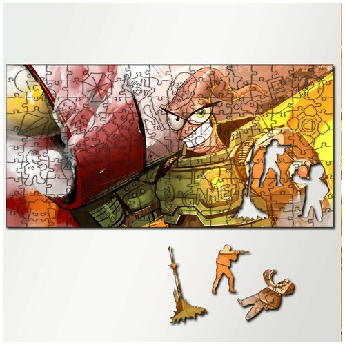 Пазл из дерева с фигурками, 230 деталей, 46х23 см игры Earthworm Jim Earthworm Jim, Червяк Джим, платформер, приключения, Sega, 16 bit, ретро - 5365