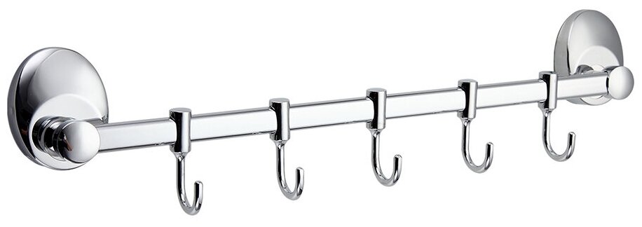 Планка с крючками для ванной Frap F1615-5, 5 крючков, хром