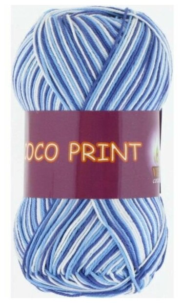 Пряжа VITA Coco print (Коко принт) 4659 синий меланж 100% мерсеризованный хлопок 50г 240м 1 шт
