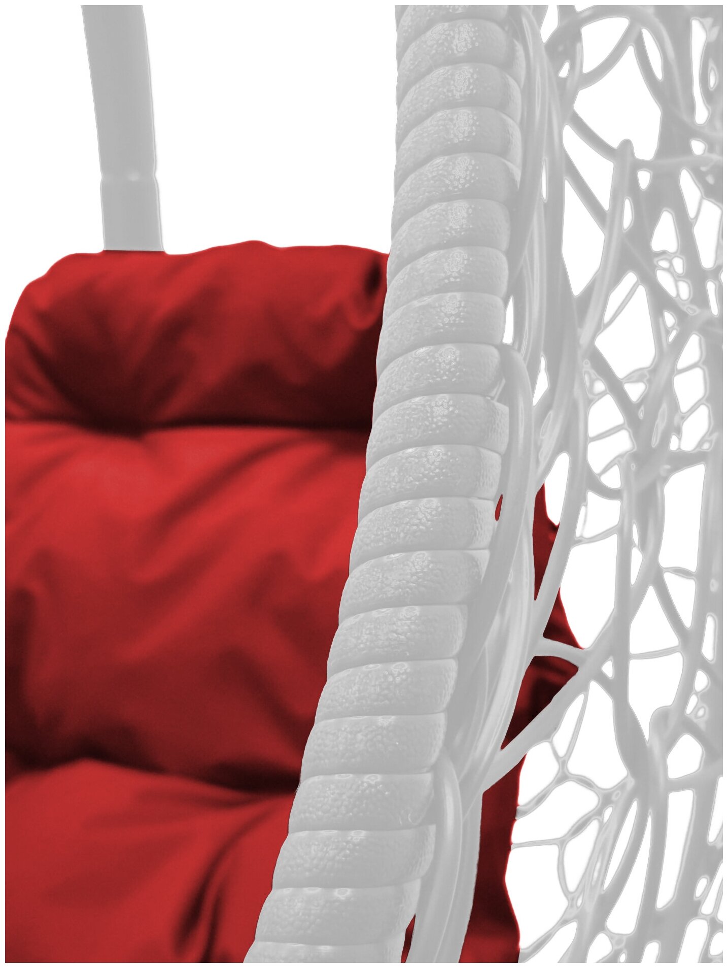 Подвесное кресло долька белое (без стойки), красная подушка - фотография № 3
