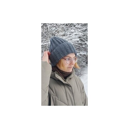 фото Шапка , демисезон/зима, размер 55-58, серый ручная работа