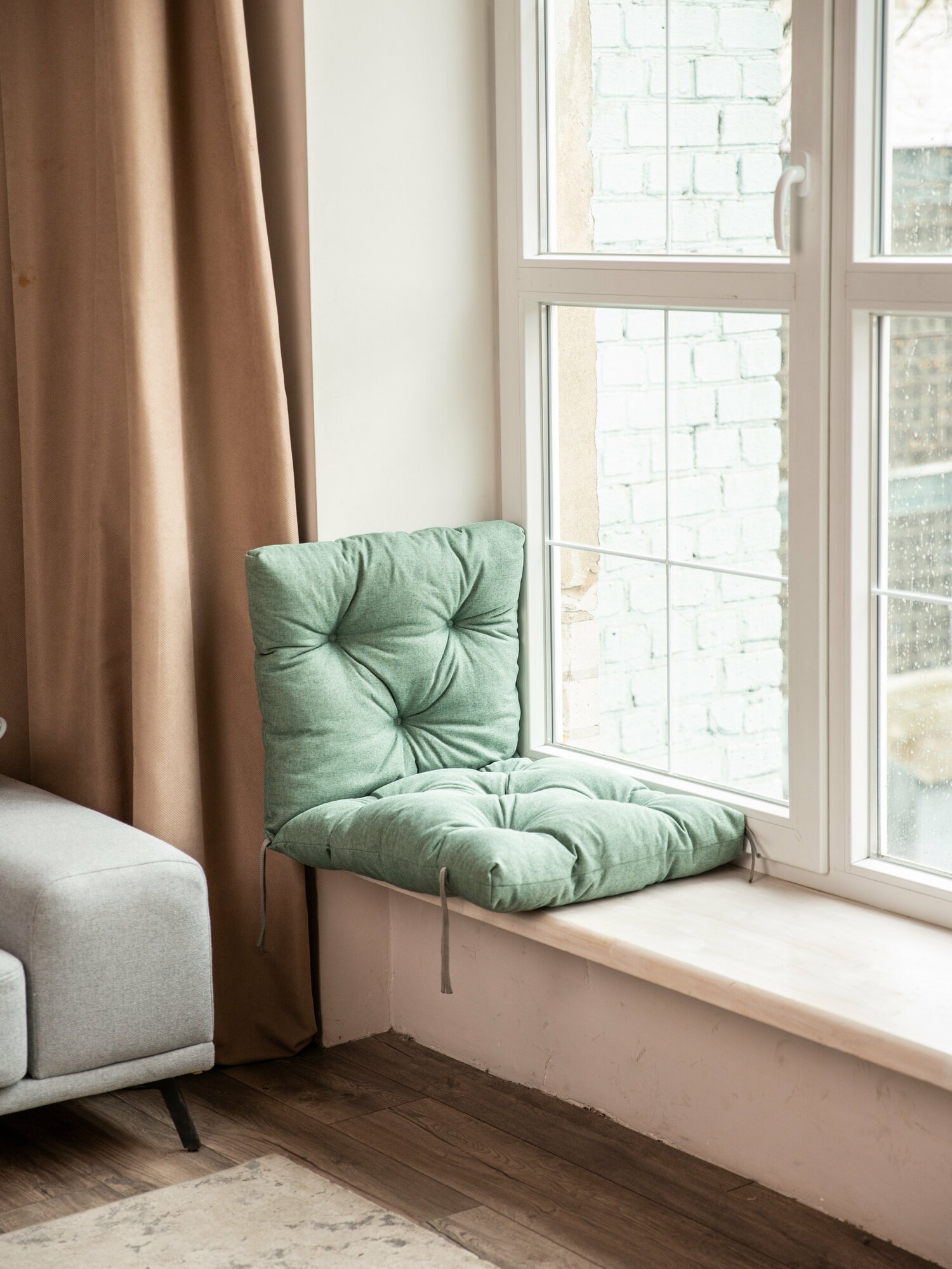 Матрас-подушка на качели, скамейку или подвесное кресло, зелёная - фотография № 4