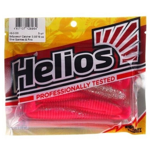 Виброхвост Helios Catcher Silver Sparkles & Pink, 9 см, 5 шт. (HS-2-035)