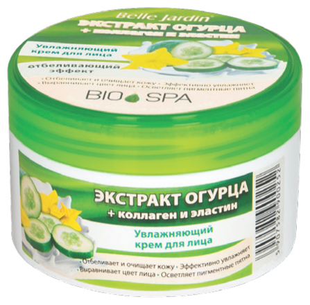 Belle Jardin Bio-Spa Cucumber + Collagen and elastin Крем для лица Экстракт огурца + коллаген и эластин, 200 мл