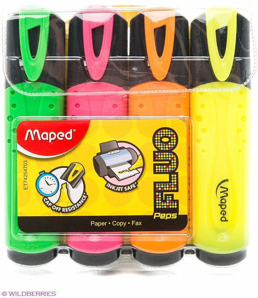 Набор маркеров MAPED FLUO PEP'S 4 цвета