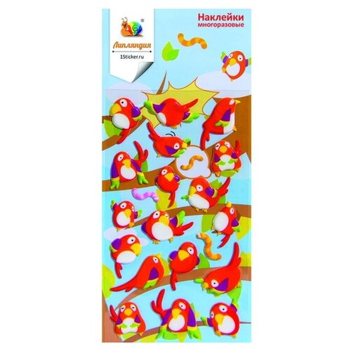 Наклейка декоративная зефирная  Птицы, 80x150 мм наклейка зефирная marvel kawai