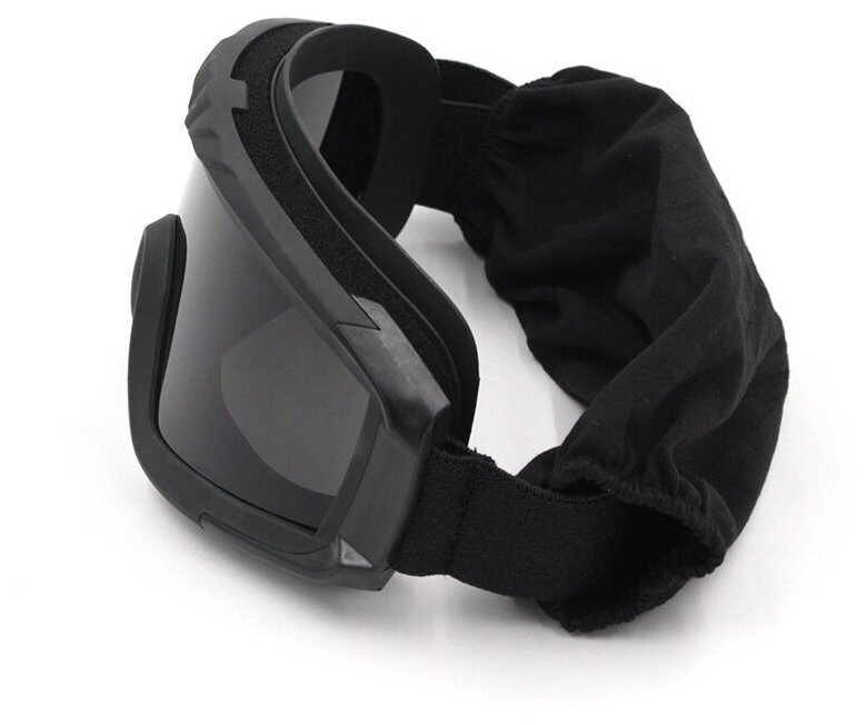 Тактические защитные противоосколочные очки со сменными стеклами, черные