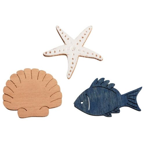 Набор декоративных элементов Рыбки, ракушки и морские звезды 3 - 3,5 см RAYHER 56914000