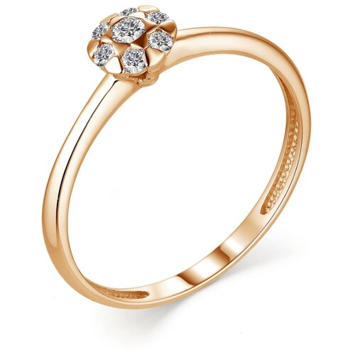 фото Алькор кольцо с 7 бриллиантами из красного золота 13247-100, размер 16