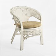 Кресло из натурального ротанга Пеланги 02/15, цвет белый, с подушкой