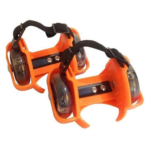 фото Детские ролики на пятку со светодиодной подсветкой колес (оранжевые) onlitop