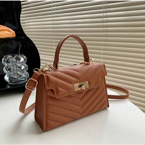 Сумка мессенджер фактура стеганая коричневый 939₽