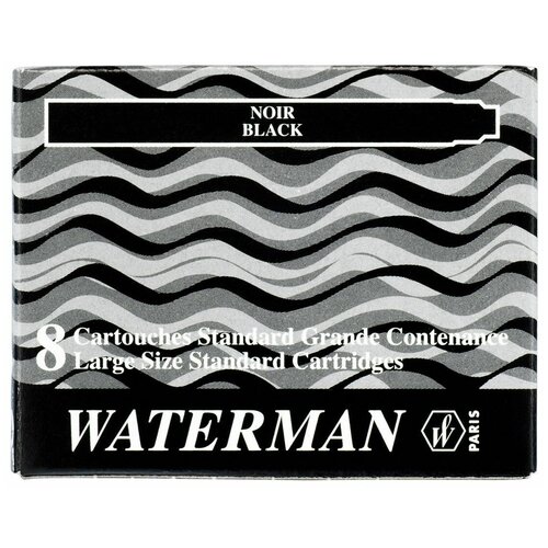 Картридж (чернила) WATERMAN (Ватерман) черный 8 шт в упаковке, 8 INK Cartridge Standard Black конвертер для перьевых ручек waterman