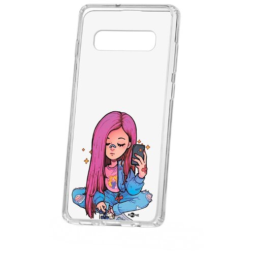 фото Чехол на samsung galaxy s10+ kruche print pink hair