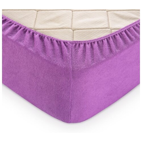 фото Простыня на резинке махровая, сиреневая, 90х200х30 текс-дизайн