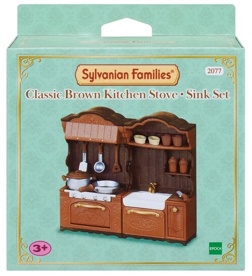 Игровой набор Sylvanian Families Классическая коричневая кухня с плитой и раковиной 2077