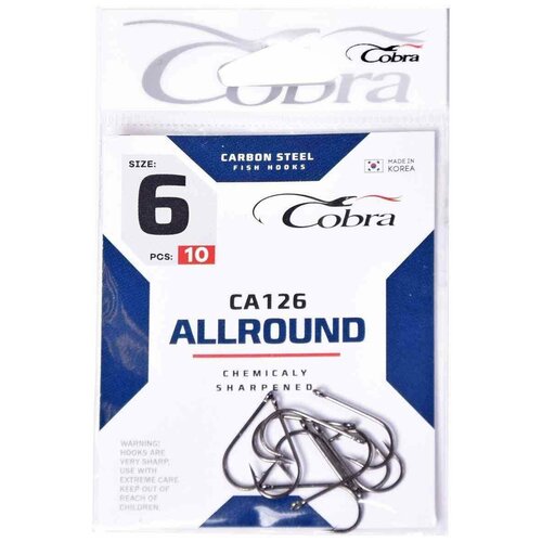 Крючки Cobra ALLROUND, серия CA126, № 6, 10 шт.