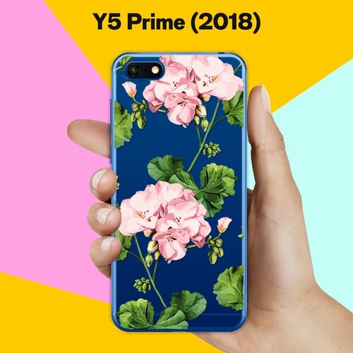 силиконовый чехол цветы с узором на huawei y5 prime 2018 Силиконовый чехол Розовые цветы на Huawei Y5 Prime (2018)