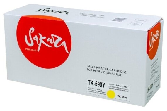 Картридж Sakura Printing SAKURA TK590Y для Kyocera Mita FS-C2026/C2126MFP, желтый, 5000 к.