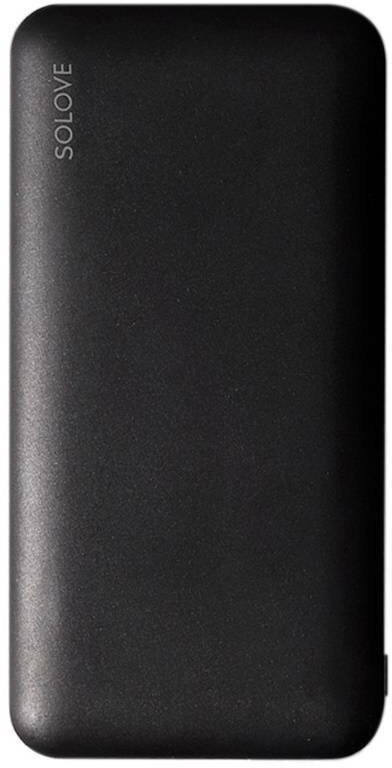 Внешний аккумулятор Solove Power Bank 10000mAh Type-C с 2xUSB выходом, кожаный чехол (001M+ Black), черный
