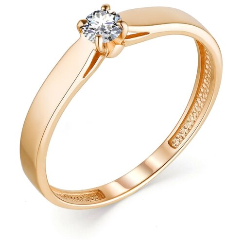 фото Алькор кольцо с 1 бриллиантом из красного золота 13281-100, размер 18