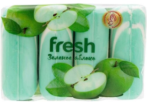 Крем-мыло туалетное, Fresh, 4 шт, Зелёное яблоко