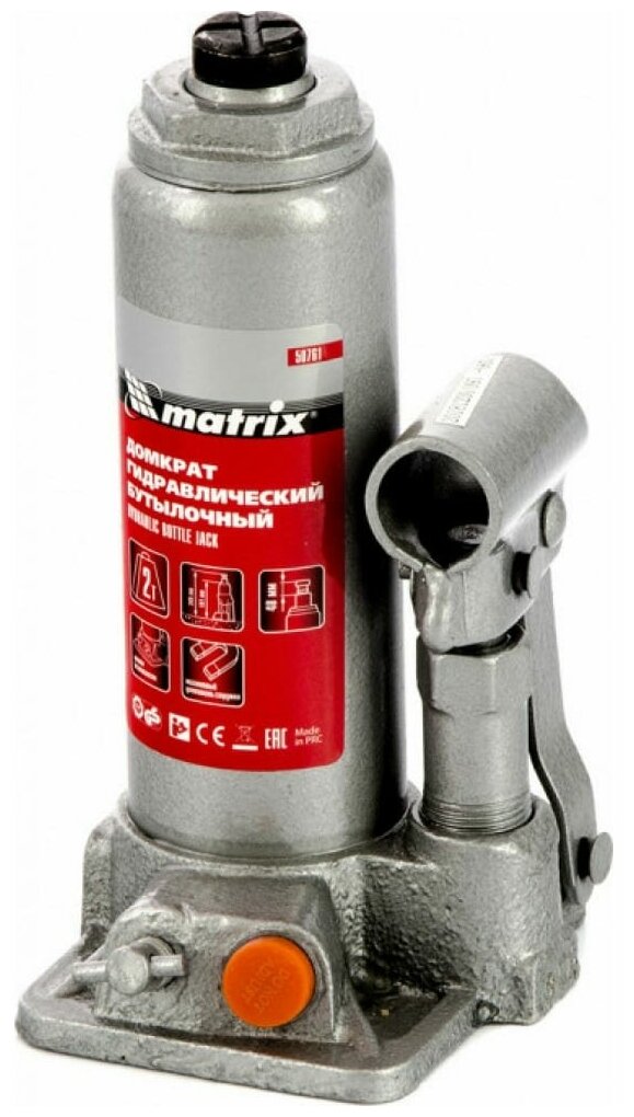 Домкрат гидравлический бутылочный, 2 т, h подъема 181–345 мм// Matrix - фото №14