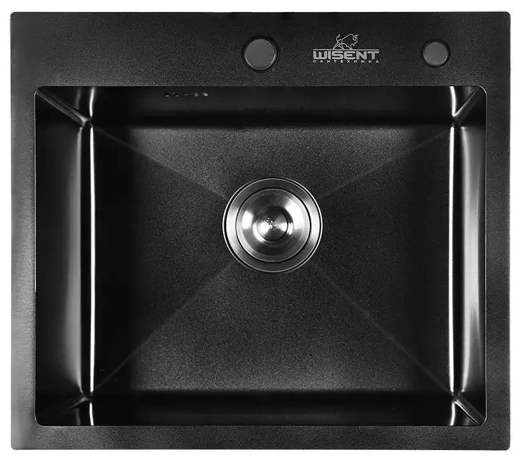 WISENT Комплект кухонная мойка из нержавеющей стали 5044B с PVD покрытием 50x44см с дозатором WS35044B/W405B/WGER010 - фотография № 2